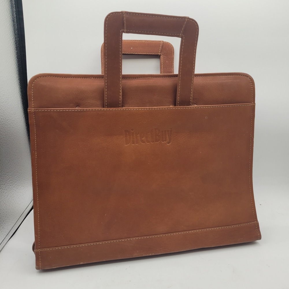 Piel Leather Full-Grain‎ Leather Three-Ring Binder Saddle Briefcase